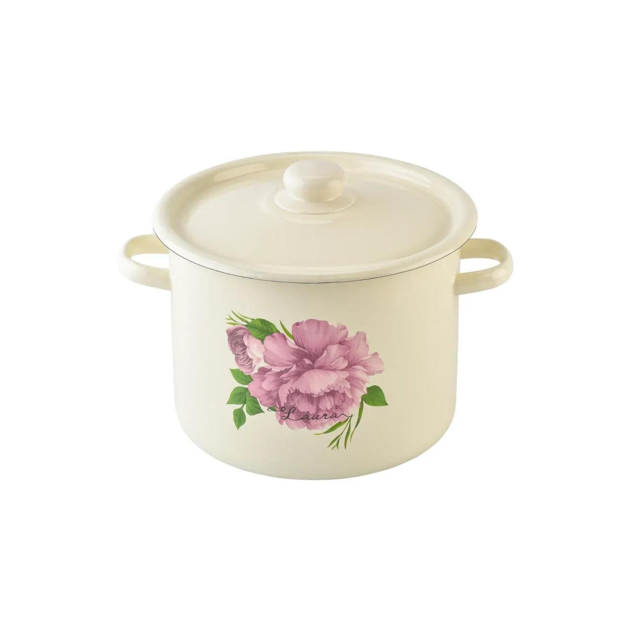 Кастрюля эмалированная цилиндрическая Idilia Лаура 4.5 л Молочный (1615/2)