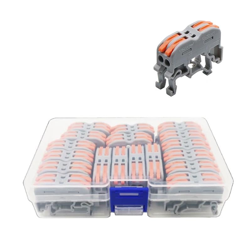 Набор клемм Tactix 0,08-4 мм2 32А 2х1-2х1 проходная одинарная на DIN-рейку 42,5х13х31,5 мм 18 шт. Оранжевый (K422-18box)