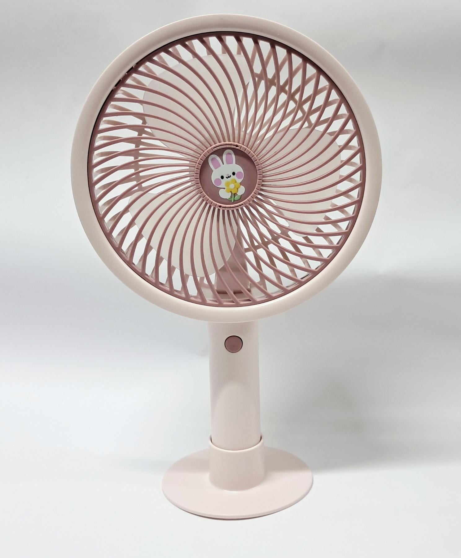 Вентилятор ручной Fan с подставкой аккумуляторный Розовый (RL-10)