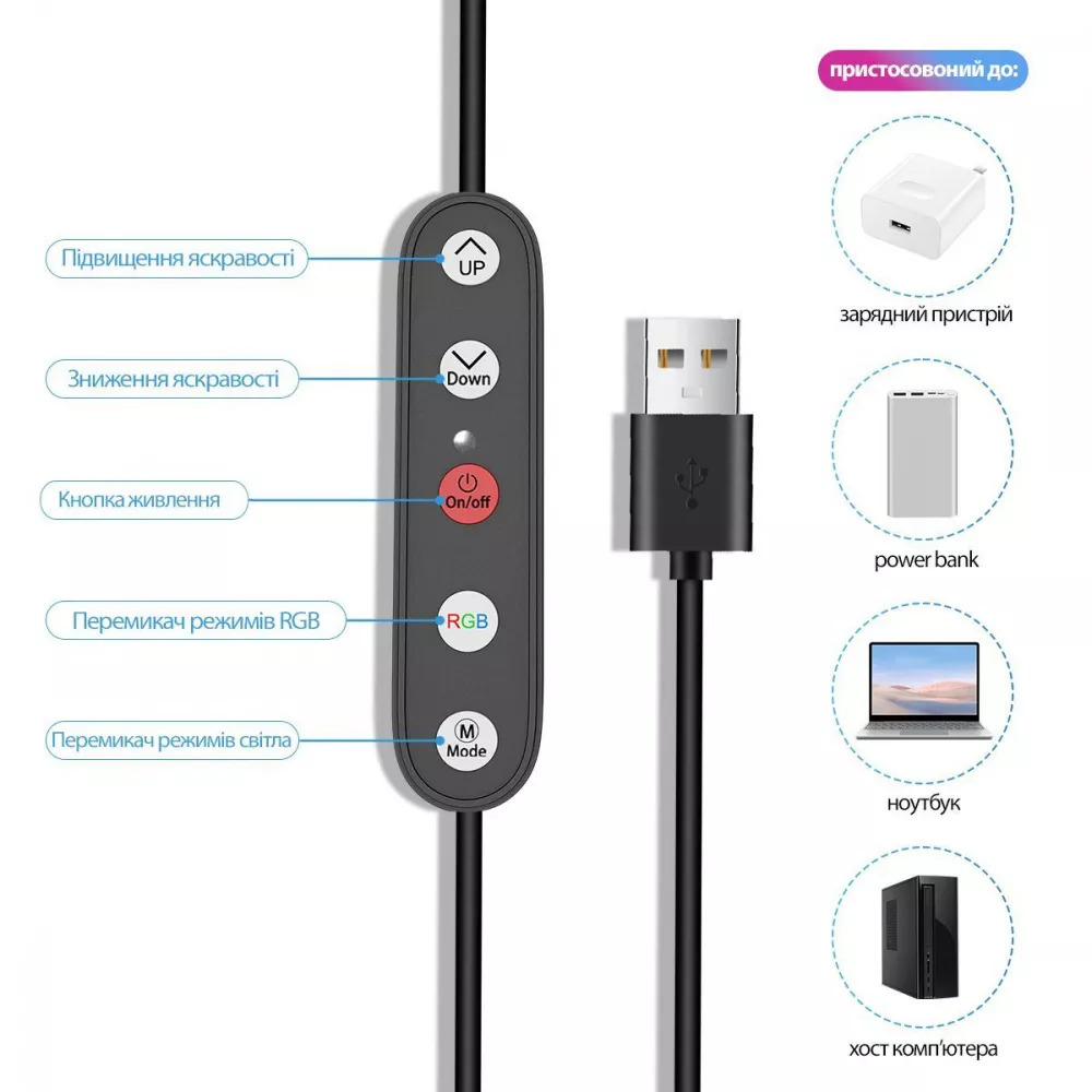 Лампа кольцевая Proove Halo 12" с триподом и пультом 17 режимов освещения RGB LED штатив 1,6 м (632001) - фото 3 Лампа кольцевая Proove Halo 12" с триподом и пультом 17 режимов освещения RGB LED штатив 1,6 м (632001) - фото 3