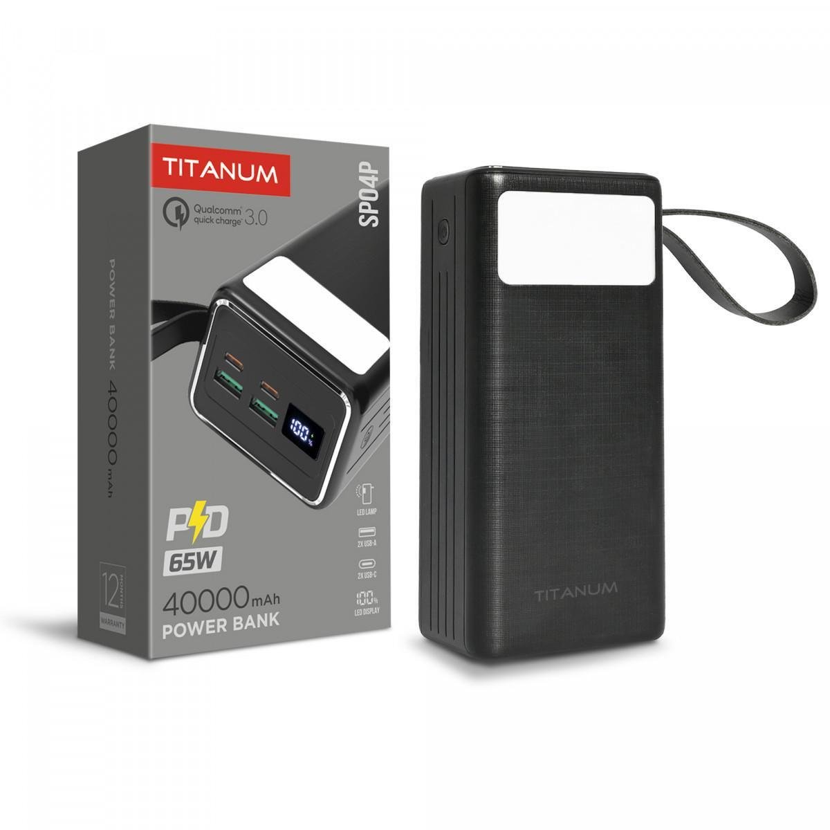 40000mAh Power bank TITANUM TPB-SP04P PD65W Black (20шт/ящ) 40000mAh Power bank TITANUM TPB-SP04P PD65W Black (20шт/ящ)