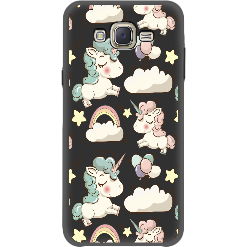 Чохол BoxFace Samsung J700H Galaxy J7 Unicorns Чорний силікон (24496-cc2-35121)