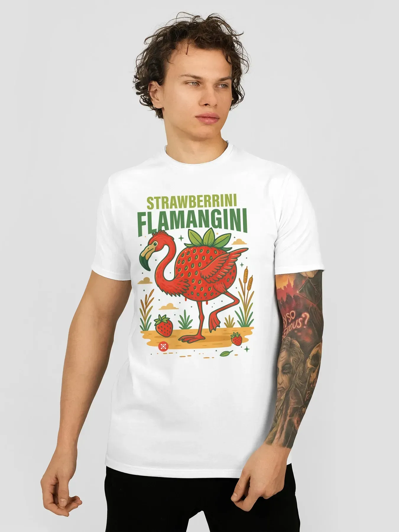 Футболка мужская "Strawberrini Flamangini" 3XL Белый (27188578)