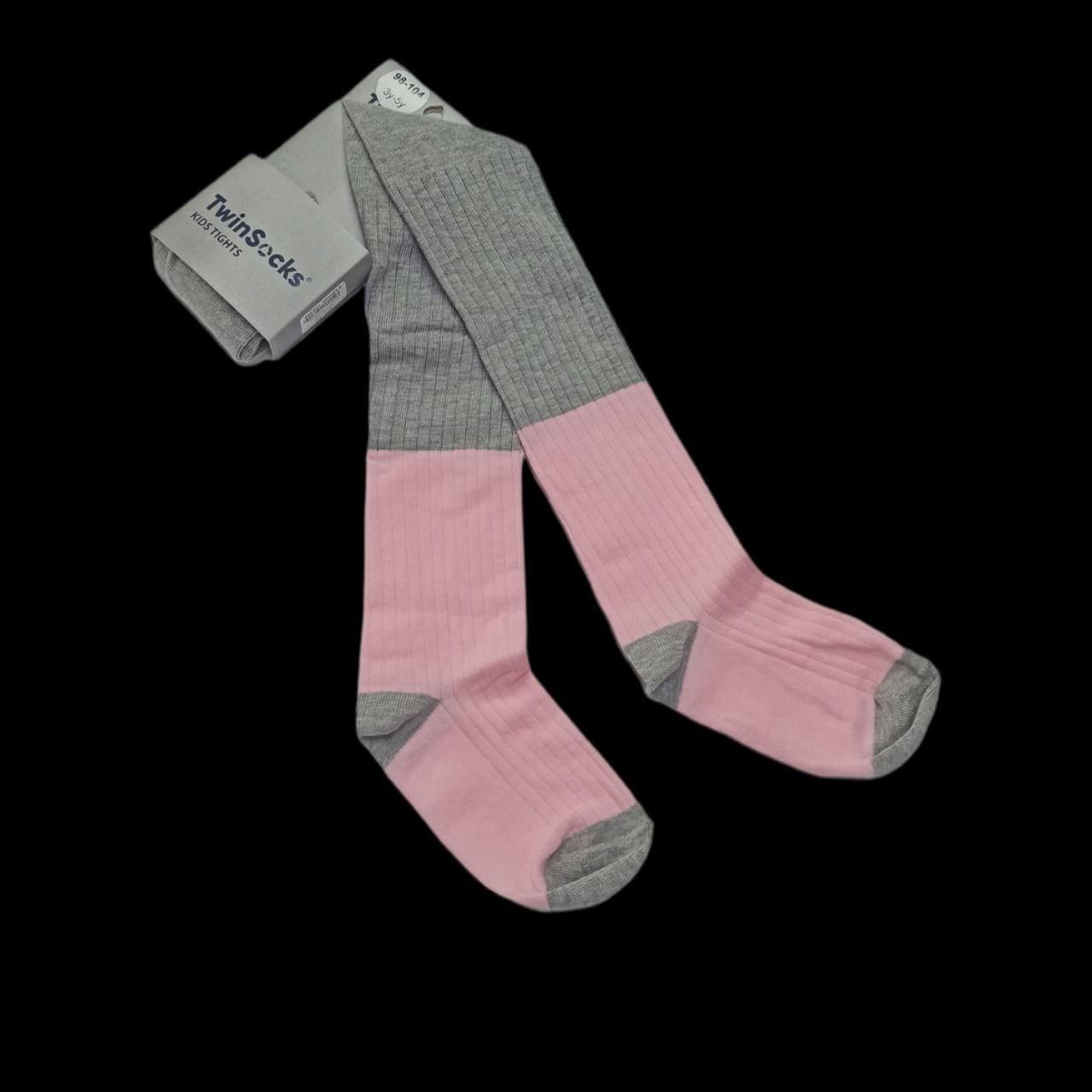 Колготки для дівчинки TwinSocks 116 см -122 Сірий/рожевий (310-С/р)