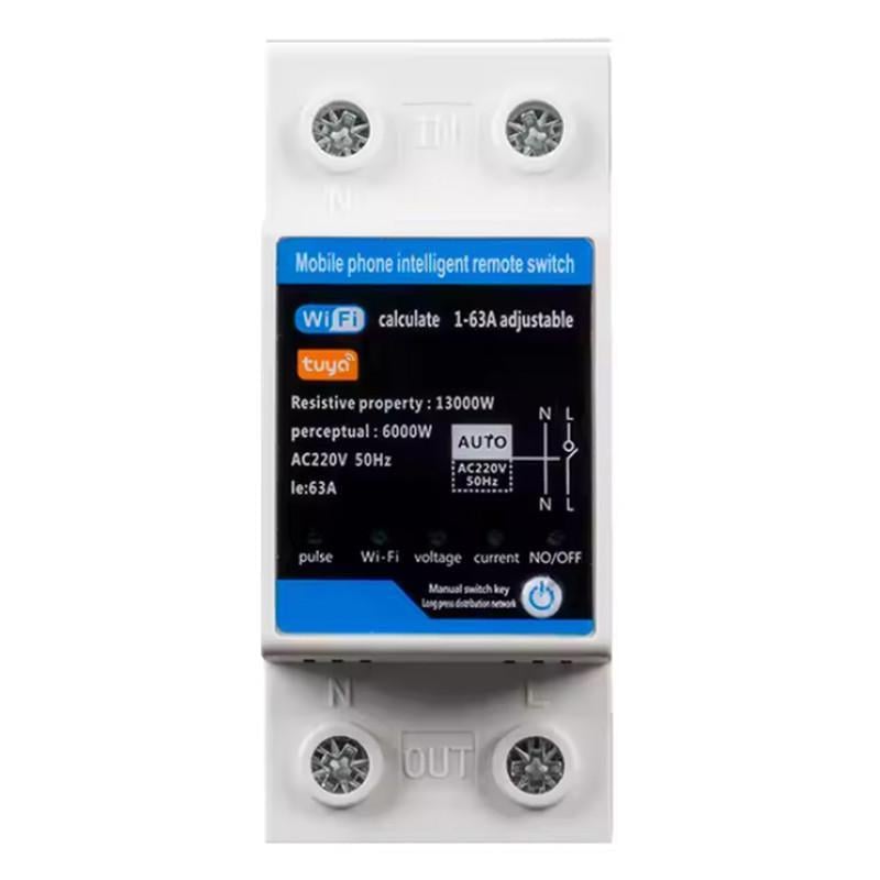 Реле умное WiFi RMshebei с полной защитой/счетчиками/таймером 1P+N 63A 230V Smart Life/Tuya (WTDZW-J)