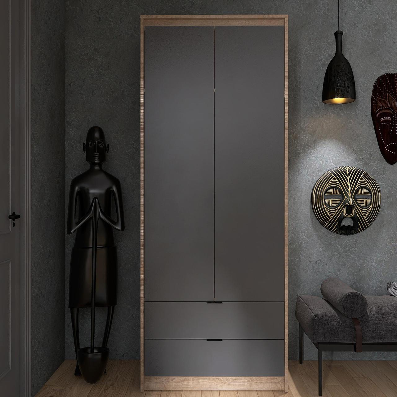 Шкаф распашной Еверест Сити-800 Наполнение полки Дуб сонома/Графитовый (210408)