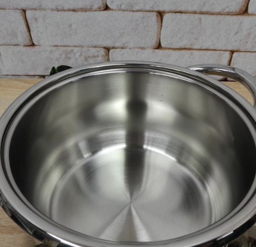 Каструля OMS з нержавіючої сталі з кришкою для газу і індукцїї 3,9 л (2027-3.9) - фото 2