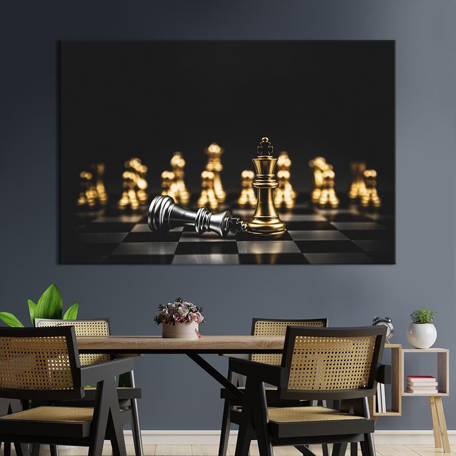 Настенний декор Победа золотых шахмат 120x80 см (1878-1)