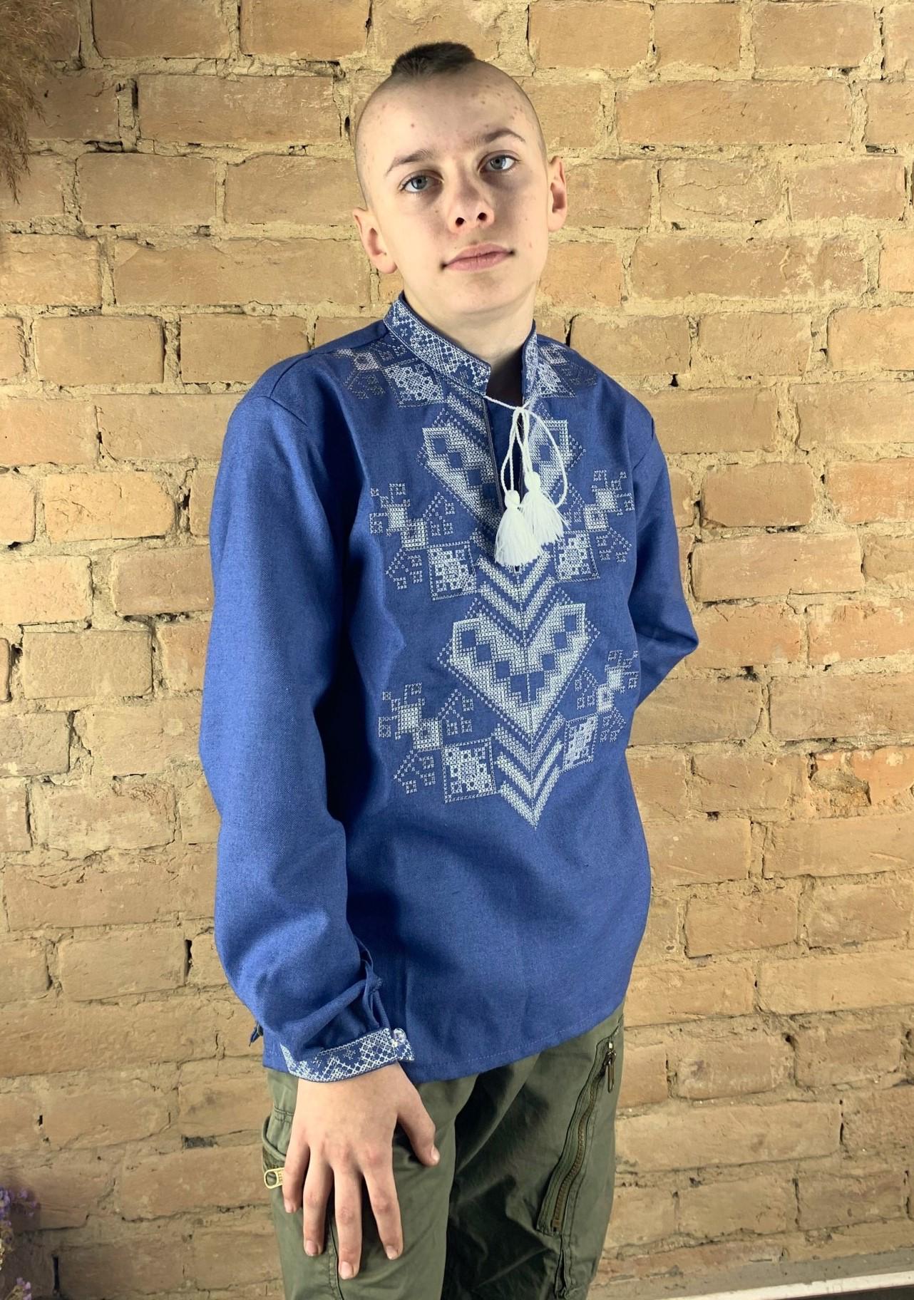 Вышиванка подростковая для мальчика Дерево жизни белая нить натуральная р. 44 (77122/44) - фото 2