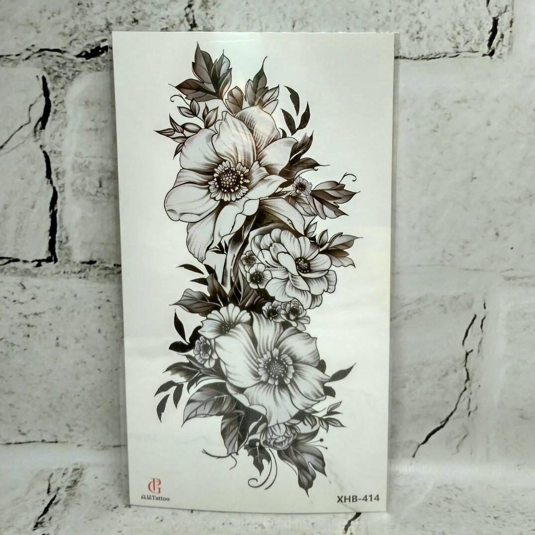 Тату временное Цветы лист 11,5x21 см (XHB-414)