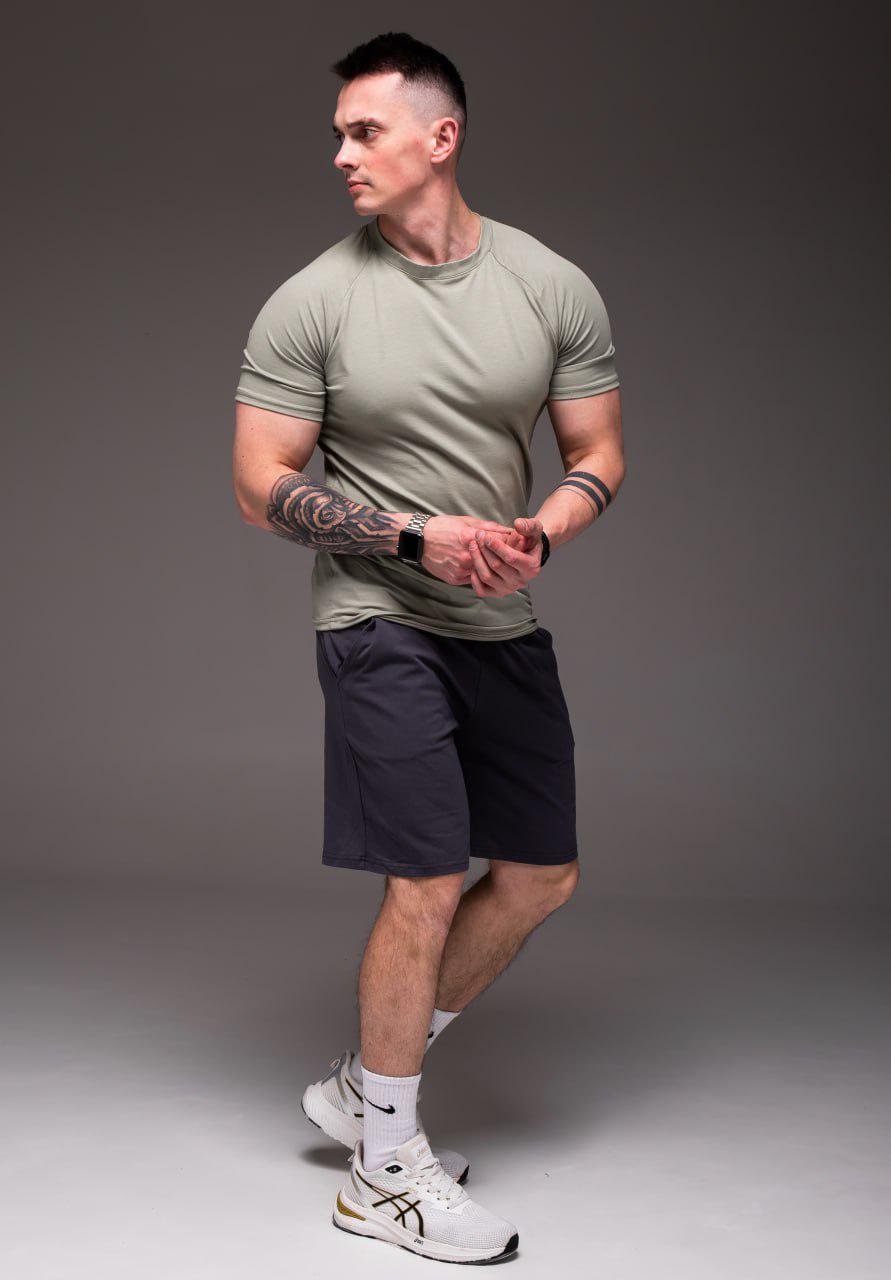 Прогулочный костюм мужской летний футболка/шорты XL Хаки/Серый (2382/4/4) - фото 2 Прогулочный костюм мужской летний футболка/шорты XL Хаки/Серый (2382/4/4) - фото 2