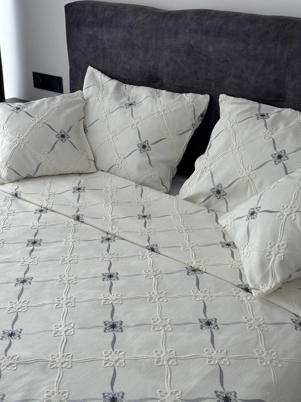 Покривало Бароко №2 бавовна 200х250 см Молочний (55677-2-200x250cm) - фото 5 Покривало Бароко №2 бавовна 200х250 см Молочний (55677-2-200x250cm) - фото 5