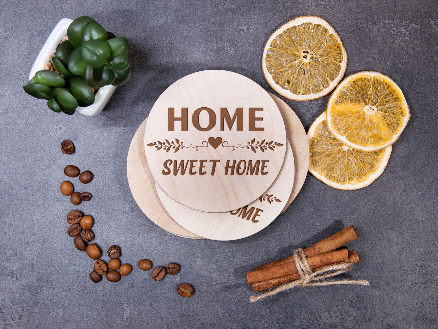 Набір дерев'яних підставок WoodPresentStudio "Sweet Home" під гаряче світла коробка