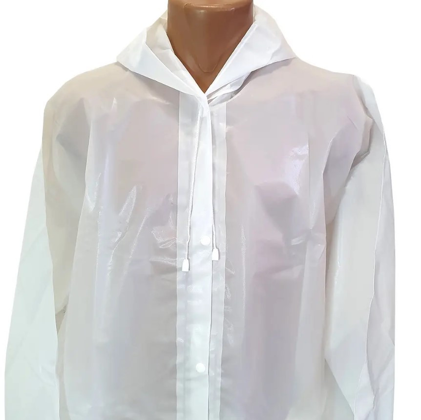 Плащ-дощовик на кнопках з капюшоном з паяними швами EVA Raincoat Білий (2887) - фото 10
