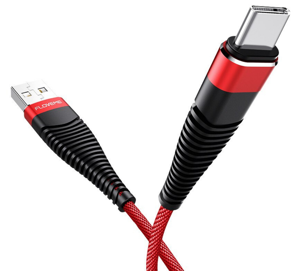 Кабель Floveme для быстрой зарядки смартфона USB - Type-C 1 м 3 A Quick Charge Красный (1896647418) - фото 1