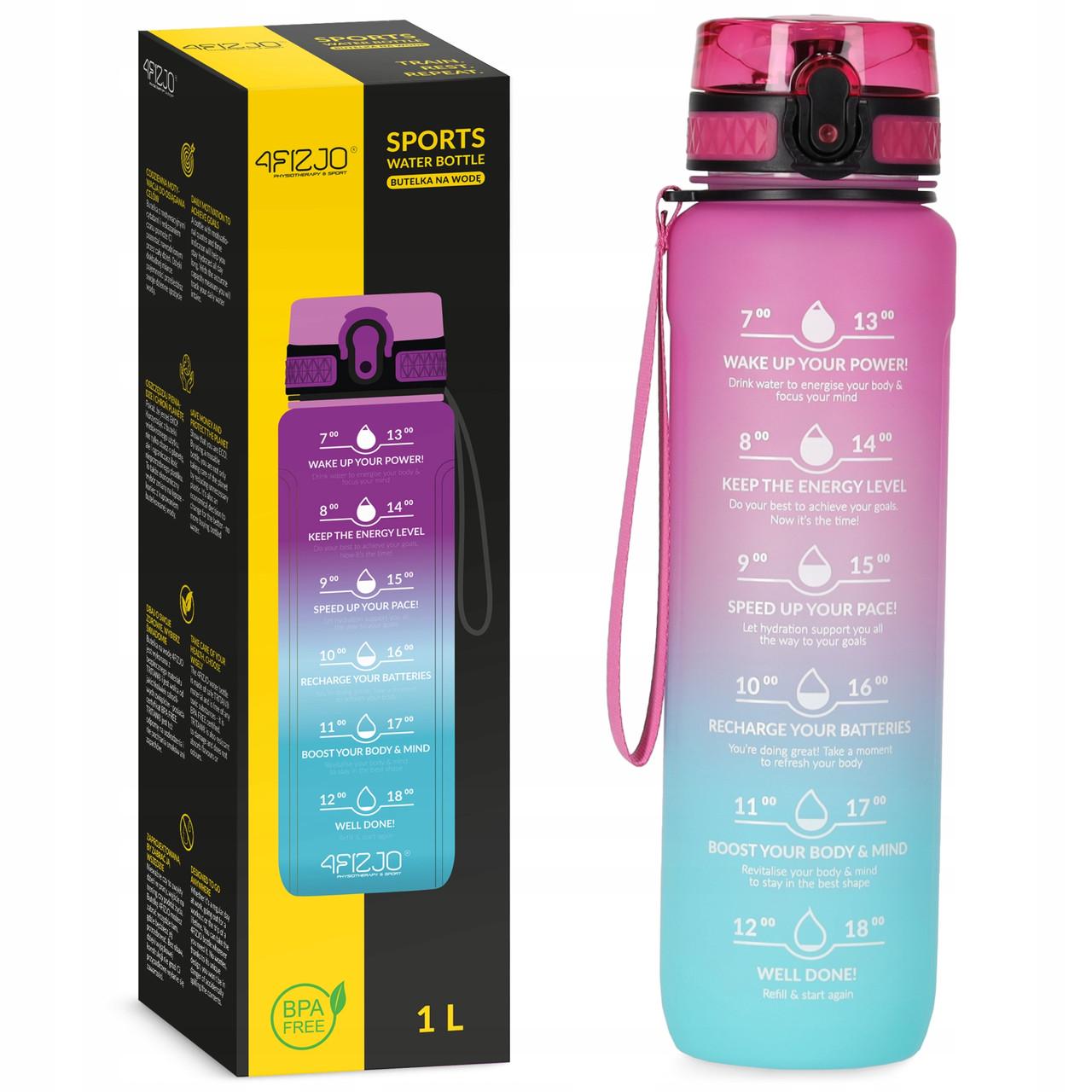 Бутылка для воды спортивная 4fizjo 1000 мл Pink/Sky Blue (P-5905973400770)