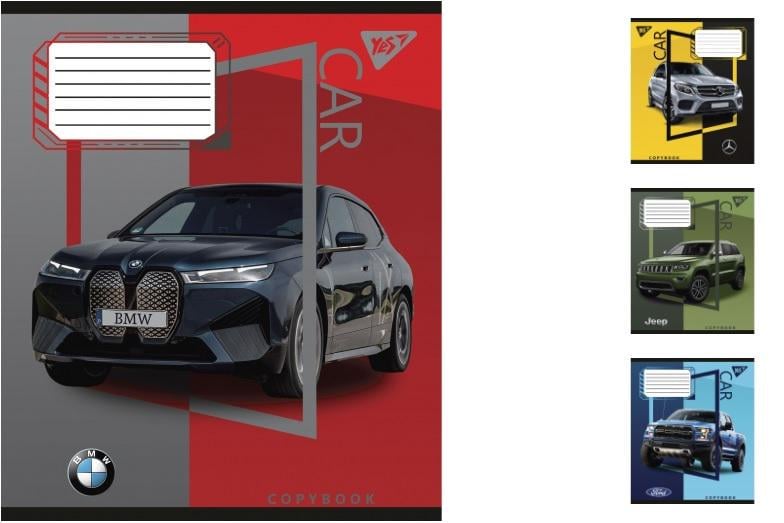 Зошити учнівські у лінійку YES Colour car 24 арк. 20 шт. в уп. (MTT-148776)