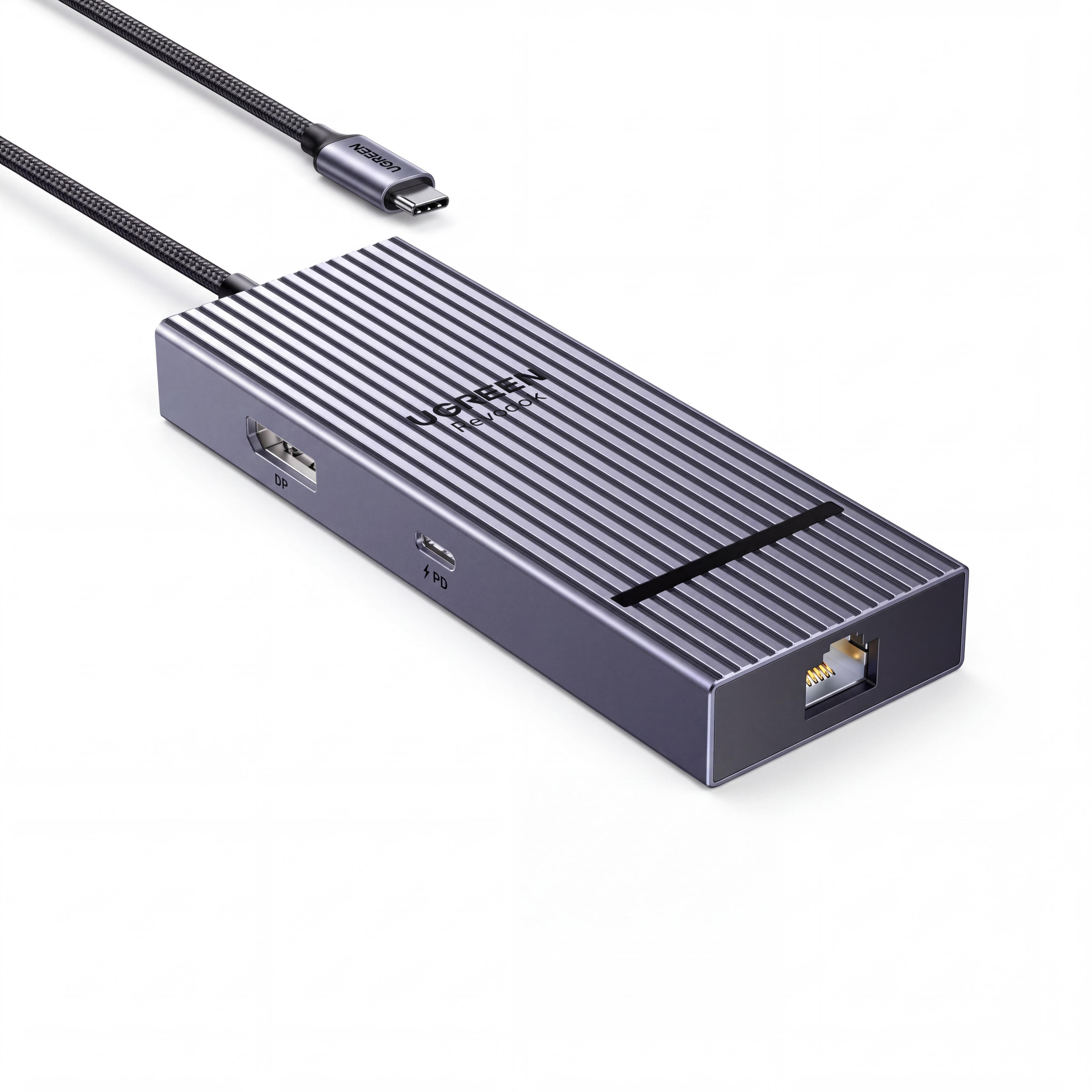 USB-C хаб UGREEN Revodok CM880 6в1 DP 1.4 2 USB-A и 1 USB-C до 4K 60 Гц 2.5GbE USB до 10 Гбит/с вход PD до 100 Вт видео при DP Alt Mode Серый (95501)