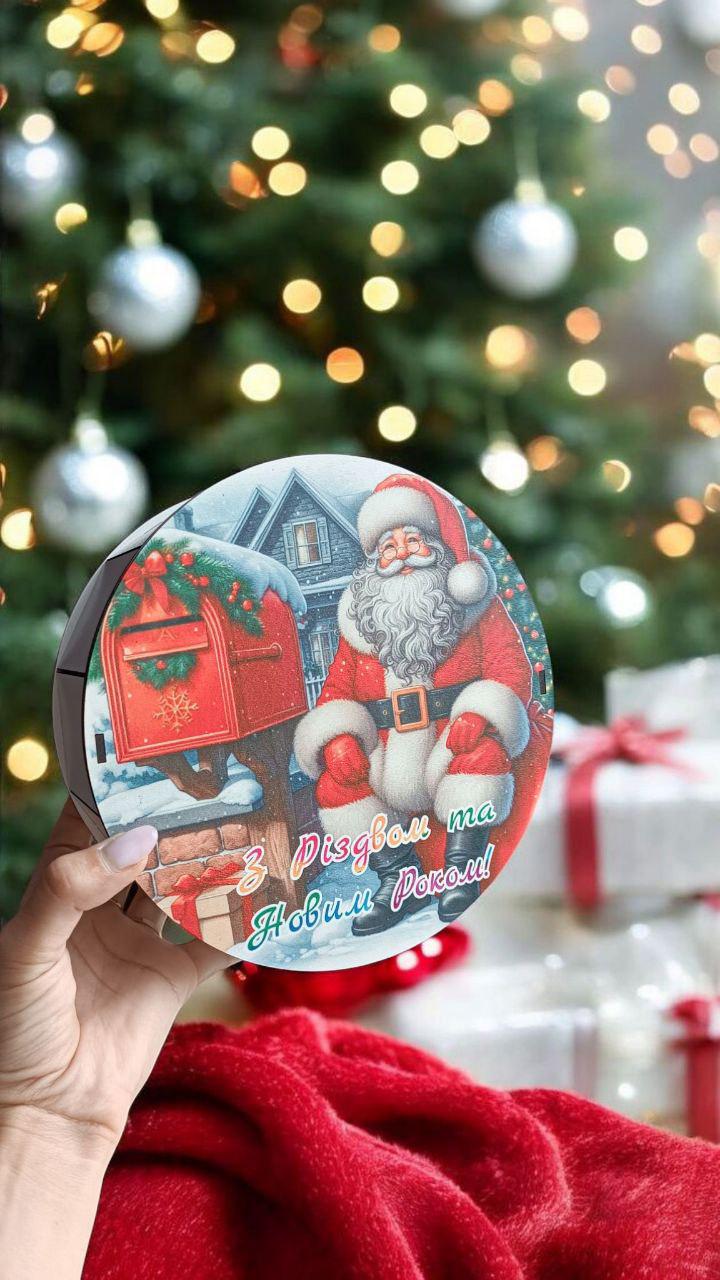 Коробка деревянная новогодняя под наполнения сладостями для детей d 20 см (143) - фото 3