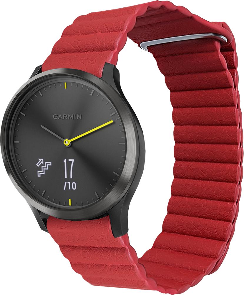 Ремешок кожаный Genis для Garmin Vivomove HR Red (26488-2D)