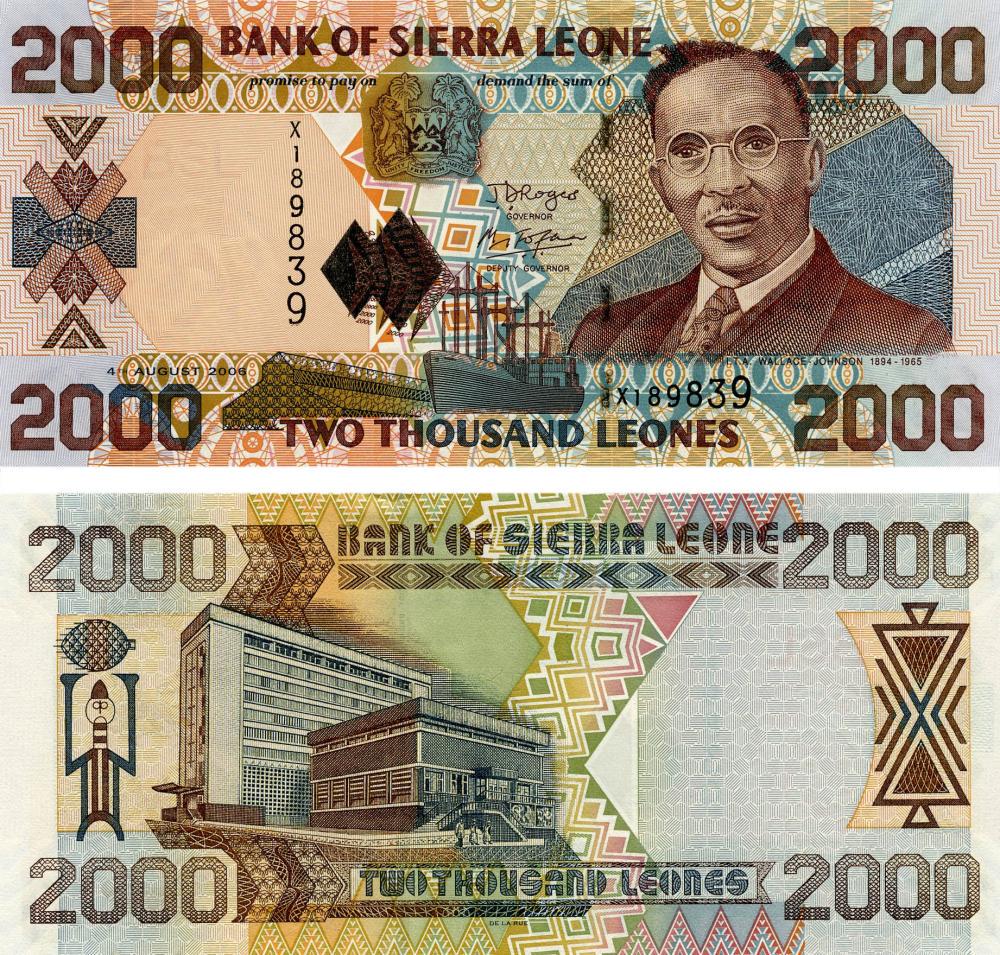 Коллекционная банкнота Сьерра-Леоне 2000 леоне 2006 UNC P26c (Б06244)