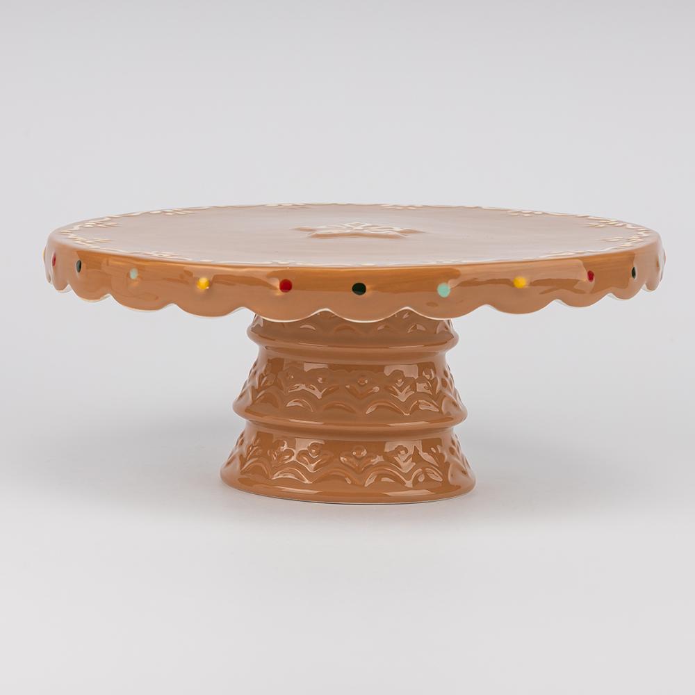 Тортовщица подставка для торта Elisey Новогодний пряник 25,5 см Коричневый (UD-243-N-34)