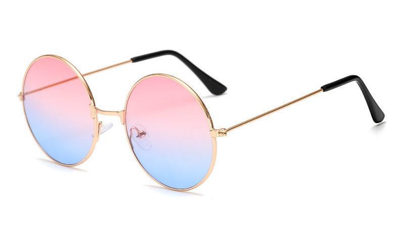 Очки круглые тишейды с цветной линзой с градиентом унисекс Розово-синий в золоте