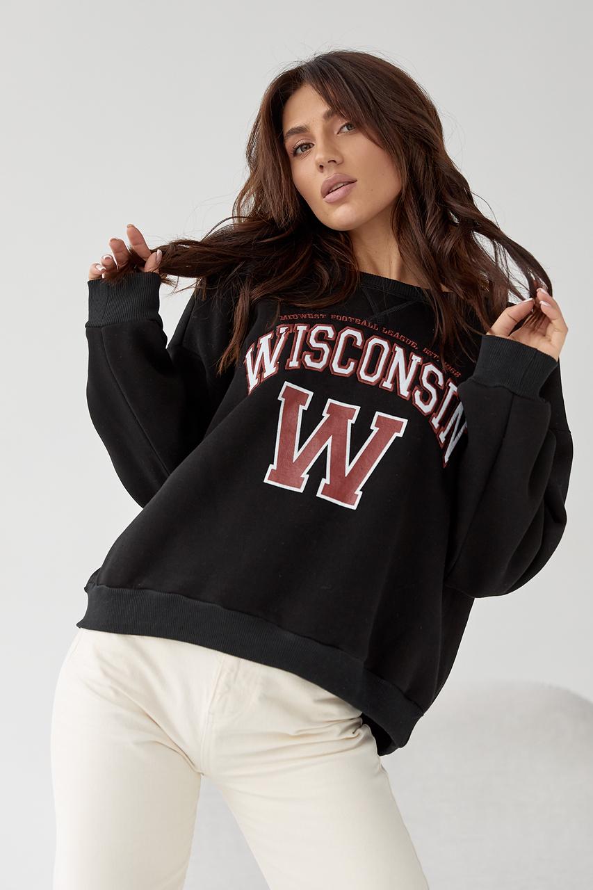 Свитшот женский на флисе "Wisconsin" M Черный (9443586)