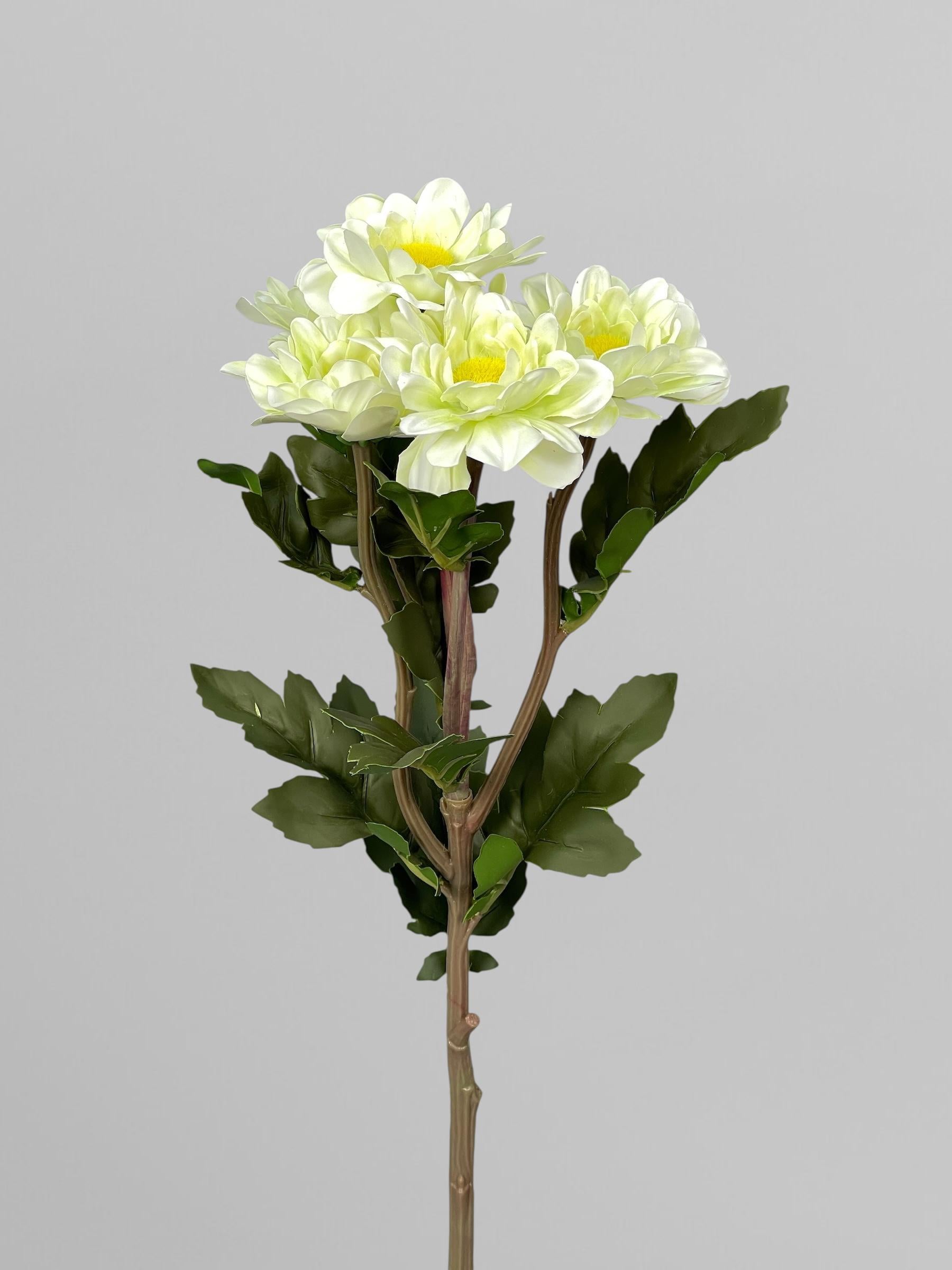 Искусственная хризантема кустовая латексная 57 см Бело-салатовый (К13243)