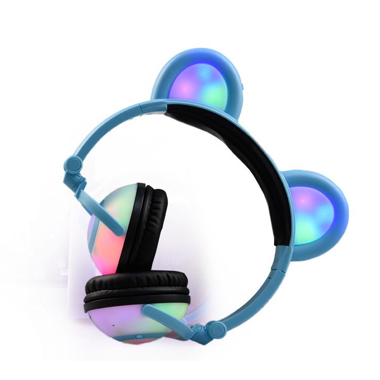 Наушники LINX Bear Ear Headphone с ушками LED подсветка Голубой (SUN1861) - фото 2