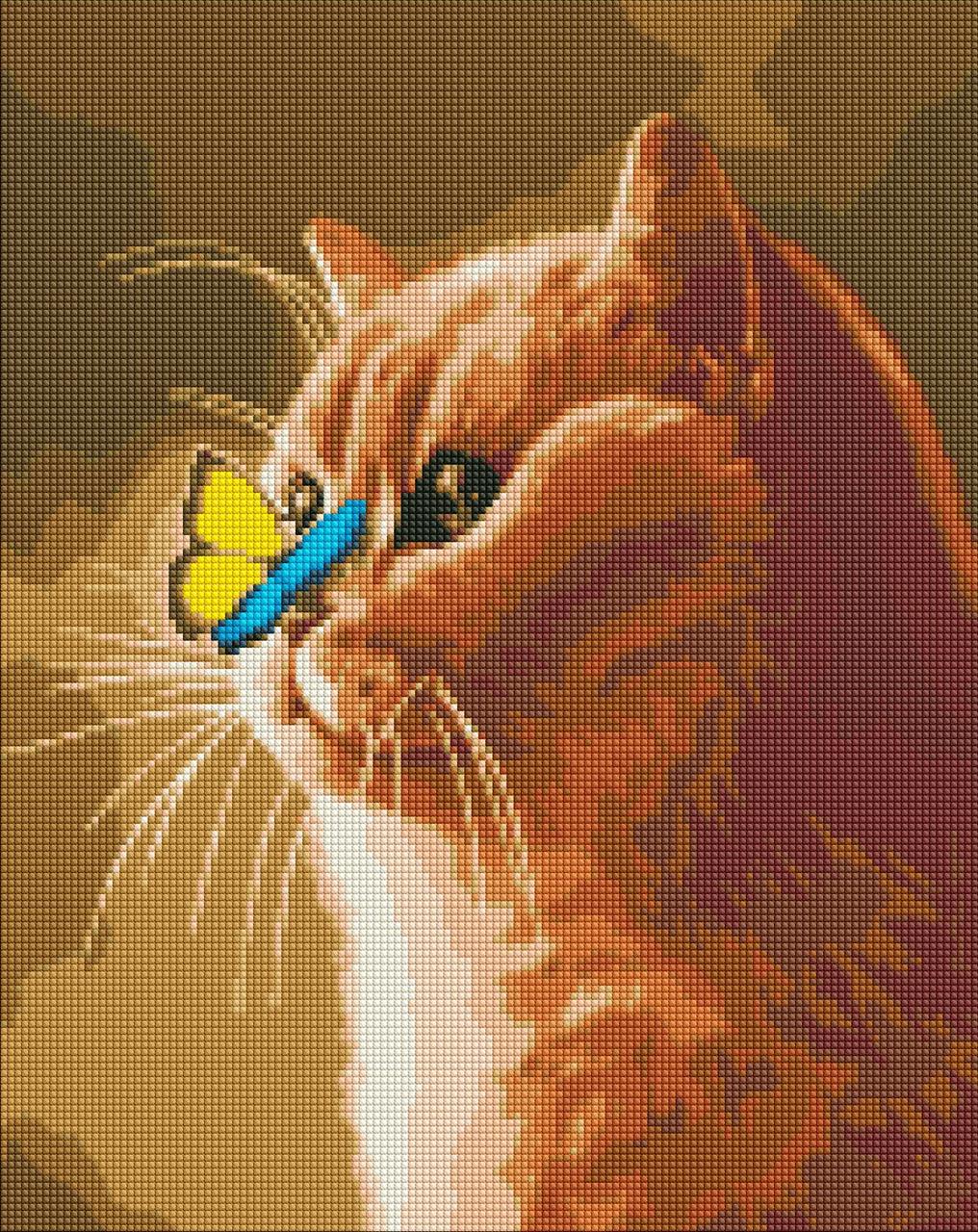 Алмазная мозаика/вышивка Ideyka Волшебное чудо Котик с бабочкой 40х50 см (AMO 7510)