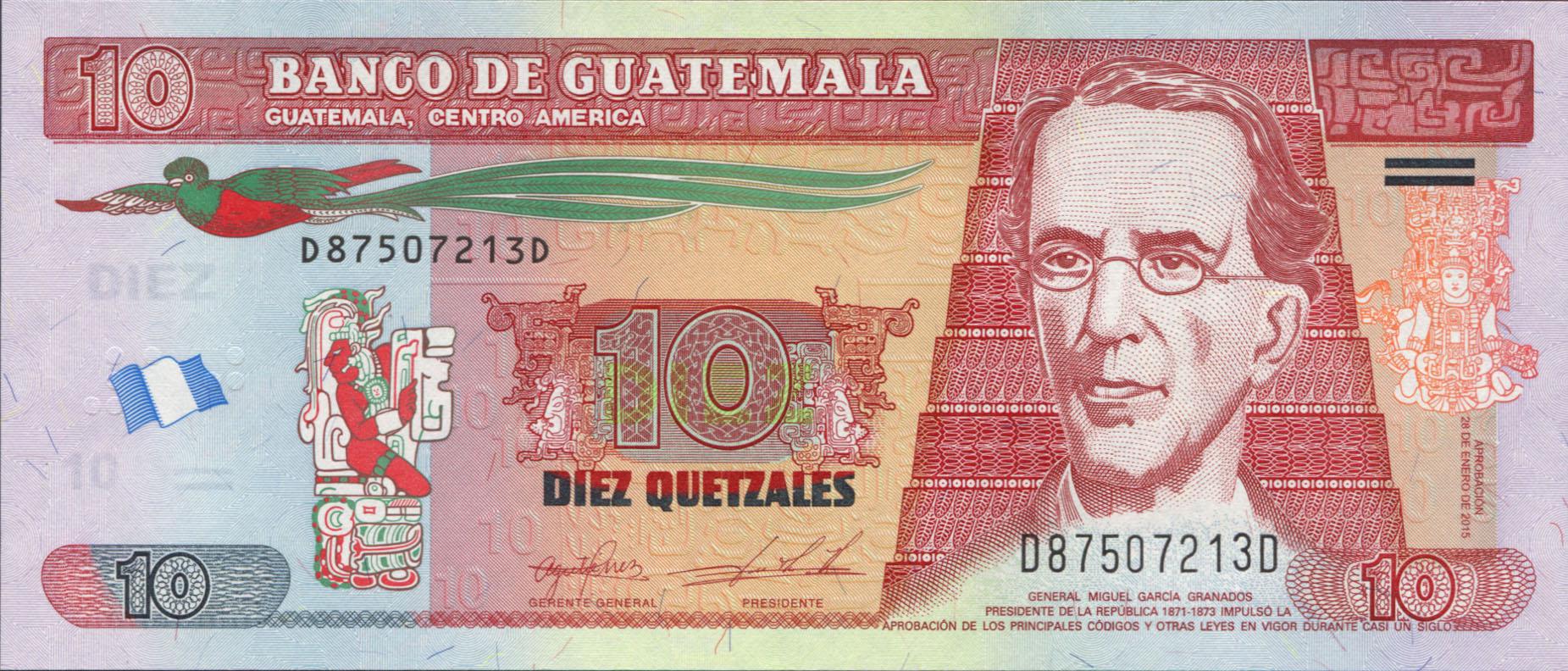 Колекційна банкнота Гватемала 2015 10 кетцалів P123e UNC