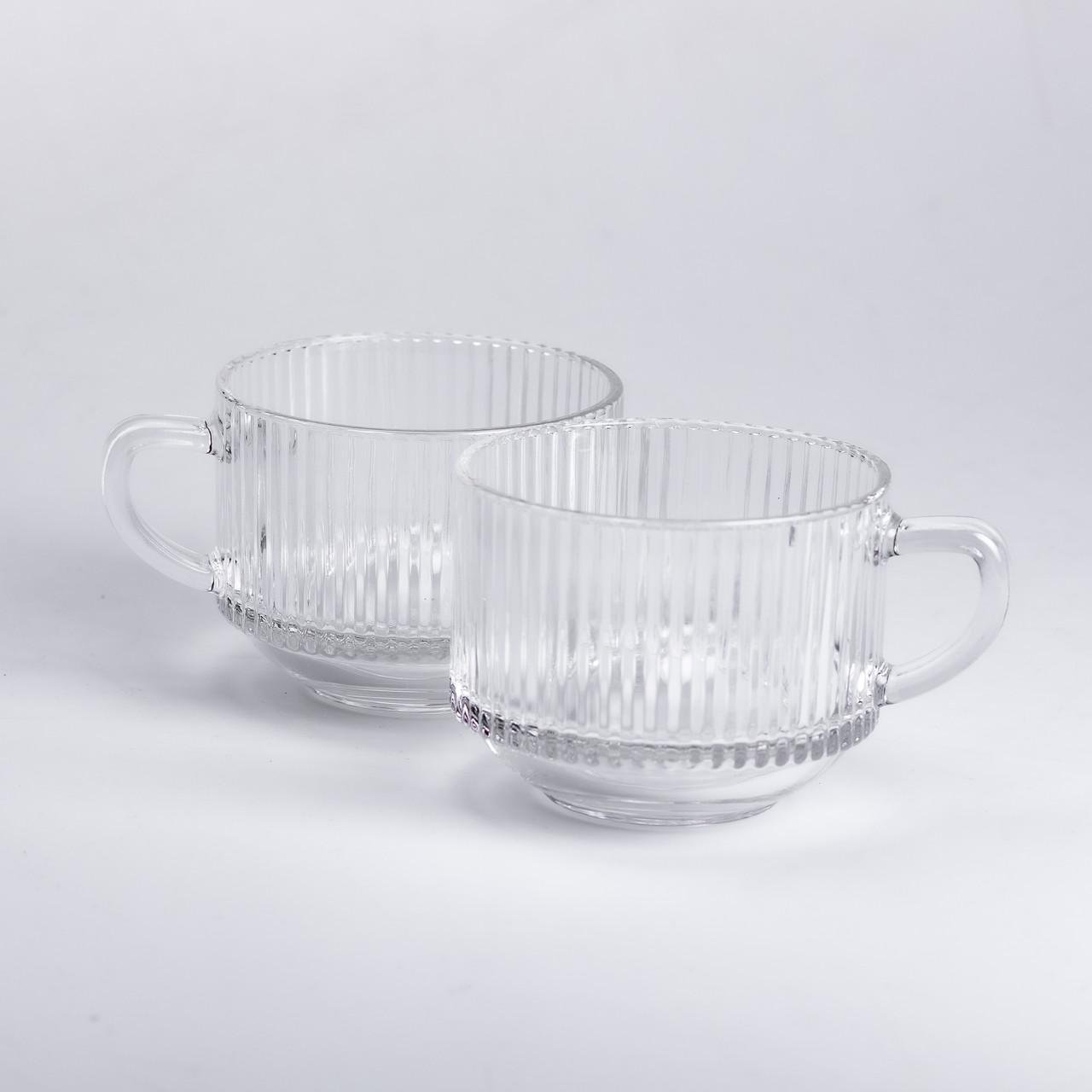 Набір прозорих скляних чашок для гарячих напоїв 2 шт. 450 мл