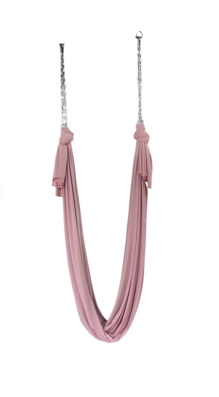 Гамак для флай/йоги/аеройоги Zelisko повний комплект кріплення/ланцюги/4 відеоуроки 5 м Рожевий (32963784)