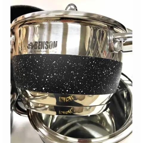Набір кухонних каструль Benson BN-293 12 ін. у наборі нержавіюча сталь - фото 2 Набір кухонних каструль Benson BN-293 12 ін. у наборі нержавіюча сталь - фото 2
