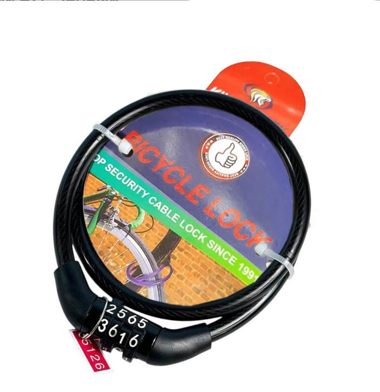 Замок велосипедный Kihuu Lock 427 тросовый кодовый 8x80 см Черный (29703771)