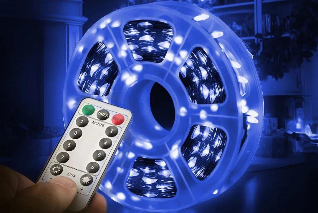 Гирлянда роса на пульте 50 м на 500 led светодиодов капля зеленый провод синяя - фото 9 Гирлянда роса на пульте 50 м на 500 led светодиодов капля зеленый провод синяя - фото 9