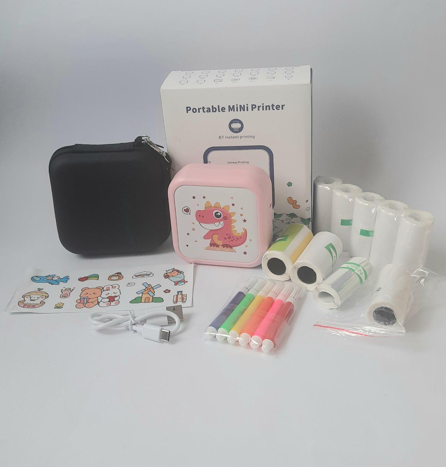 Мини-принтер для смартфона с bluetooth с набором Розовый (SAM-1002)