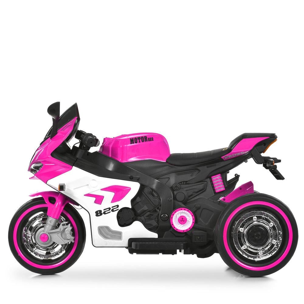 Мотоцикл детский электрический Bambi Racer M 6307EL-8 трехколесный Розовый (37762009)
