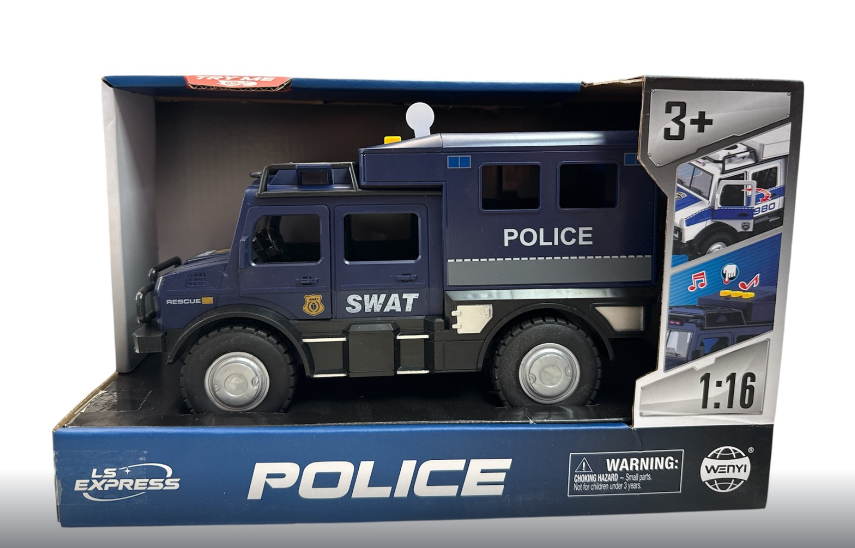 Поліцейський джип WY 980 B із звуковими та світловими ефектами інерційним приводом масштаб 116 та відкривними дверцятами