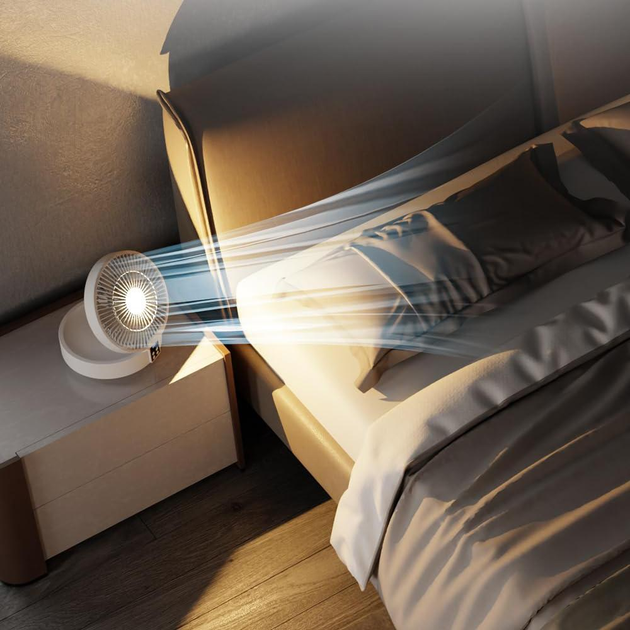 Вентилятор настільний акумуляторний D1 з пультом та нічником поворотний охолоджуючий Білий - фото 14