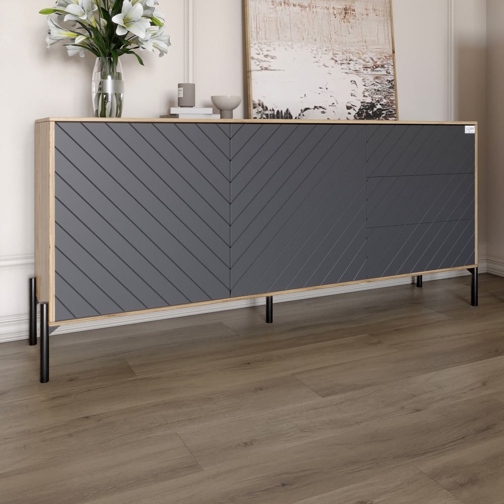 Комод Lion Амарант 158,5x39x77 см Дуб Аппалачи/Графитовый (LION-041887)