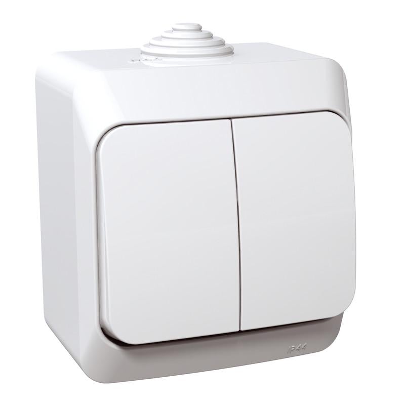 Выключатель накладной Schneider Electric Cedar Plus 2-клавишный PA6 IP44 Белый (WDE000550)