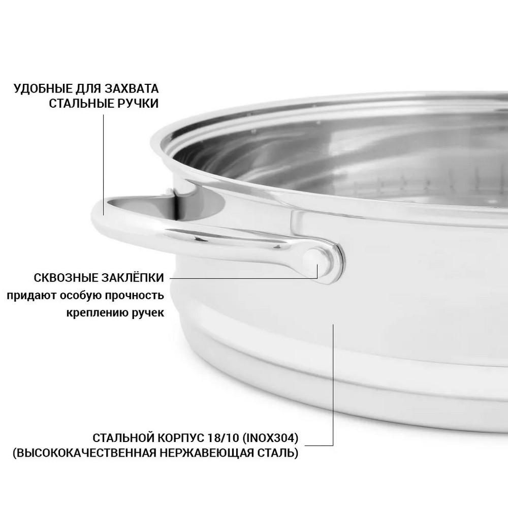 Вставка-пароварка Fissman с двумя ручками 28x8 см (5119) - фото 4