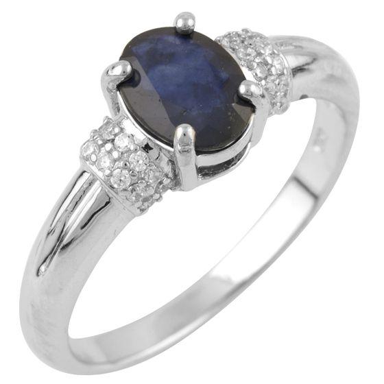 Кольцо серебряное с натуральным сапфиром 1,109 ct 2,7 г р. 18,5 (0876498)