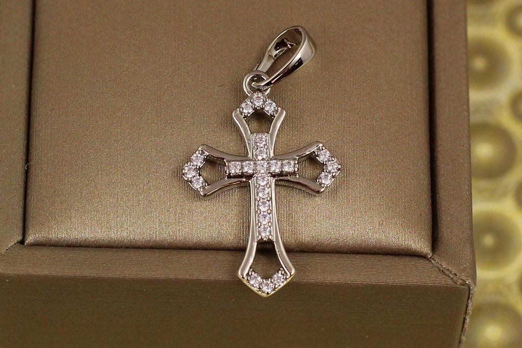 Крестик Xuping Jewelry с фианитами и застенными краями 2,2 см Серебристый (2127578286)