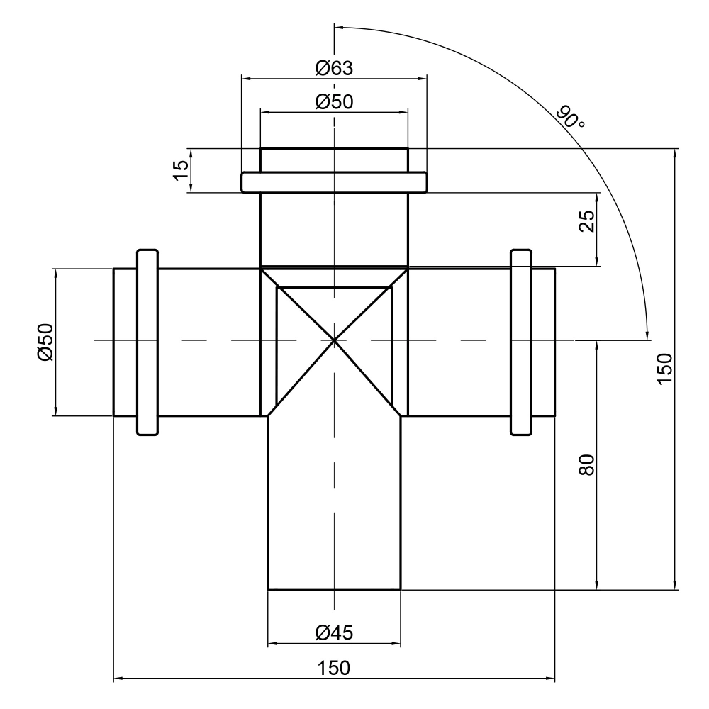 Крестовина PPR TA Sewage 90° 50х50х50х50 мм (FRRS00005883) - фото 3 Крестовина PPR TA Sewage 90° 50х50х50х50 мм (FRRS00005883) - фото 3