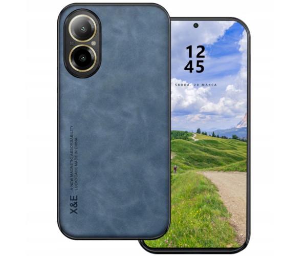 Кожаный чехол - накладка X&E для Realme C67 4G с металлической вставкой Синий