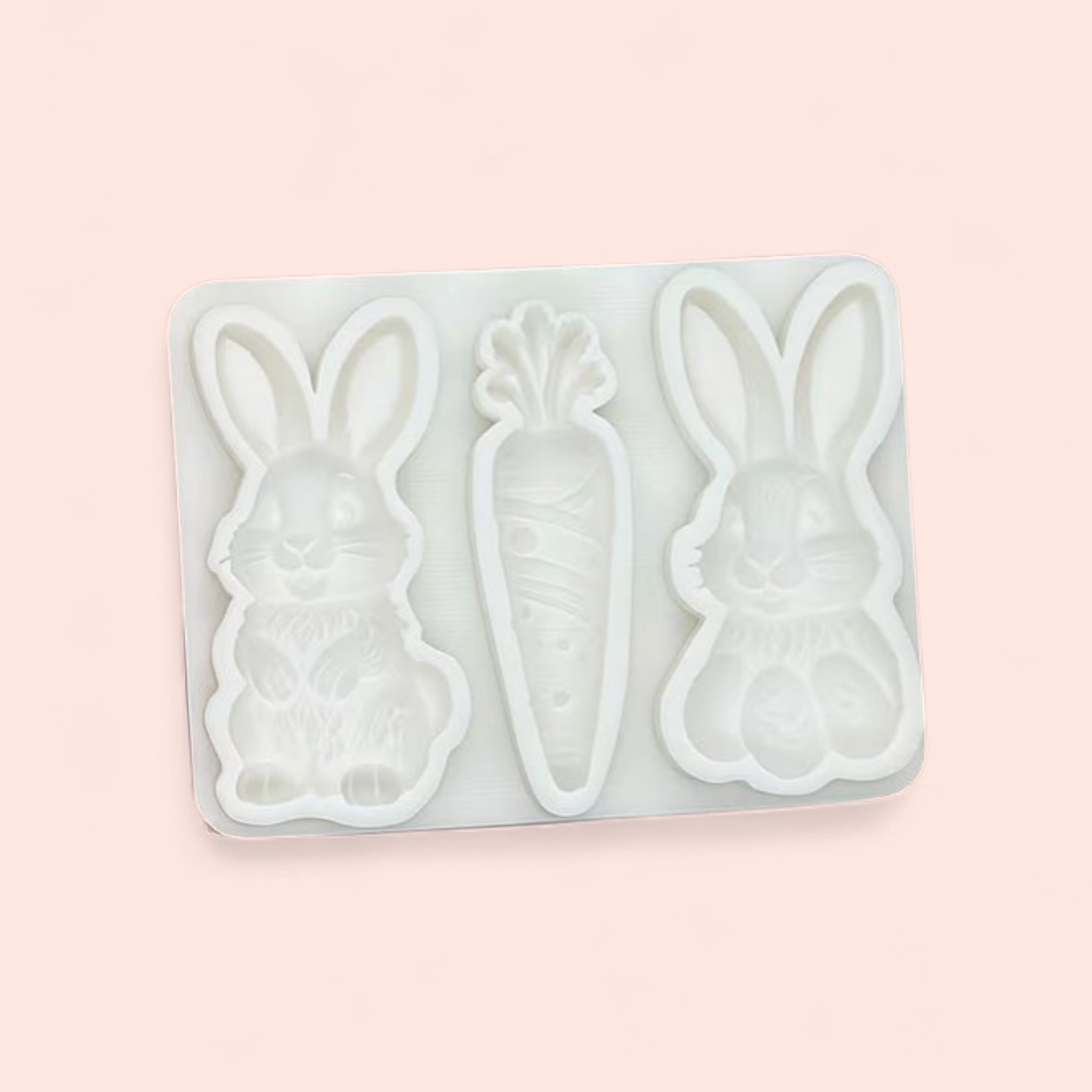 Силиконовая форма для выпечки Пасхальные кролики с морковью Белый (SAM7878W)