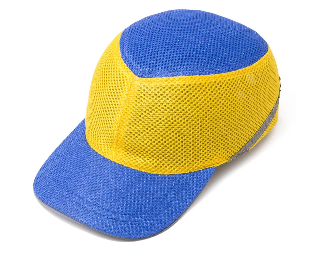 Каска-бейсболка ударостійка зі світловідбиваючою стрічкою Синьо-жовтий